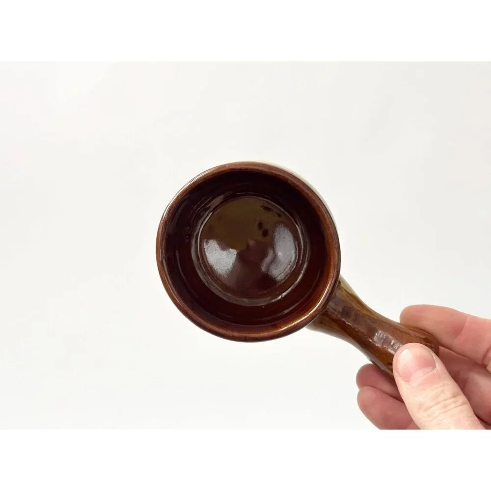 Glazed Stoneware Vintage Gradient Brown Little Sauce Bowl + Spout